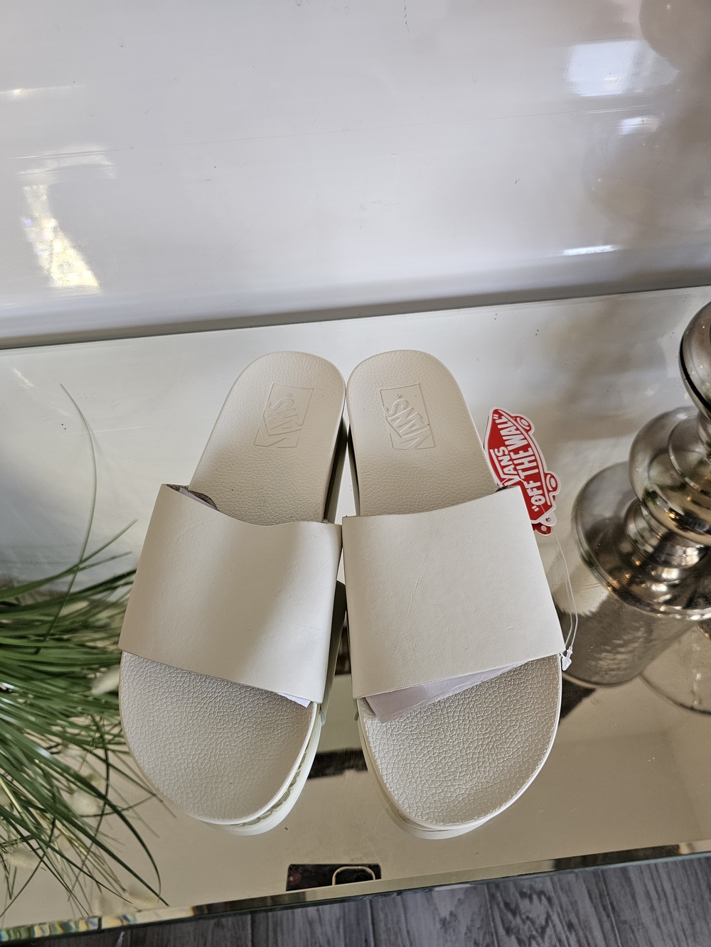 Vans White Decon Slide Sandals